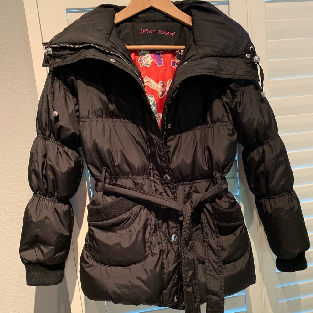 Betsy Johnson black puffer down jacket